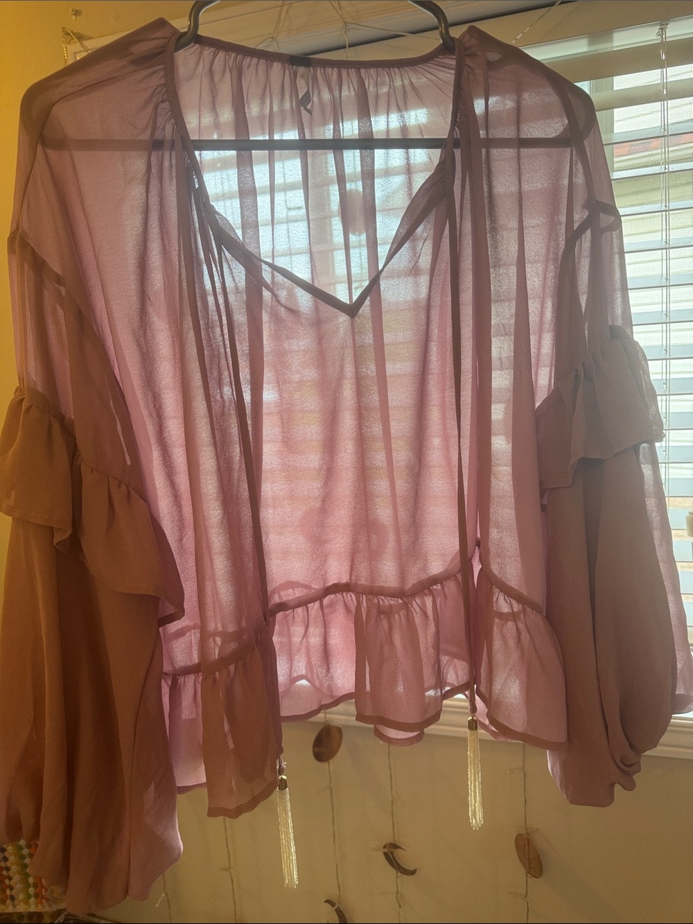 Young fabulous & broke Anthropology dusty pink beads tunic NWT S